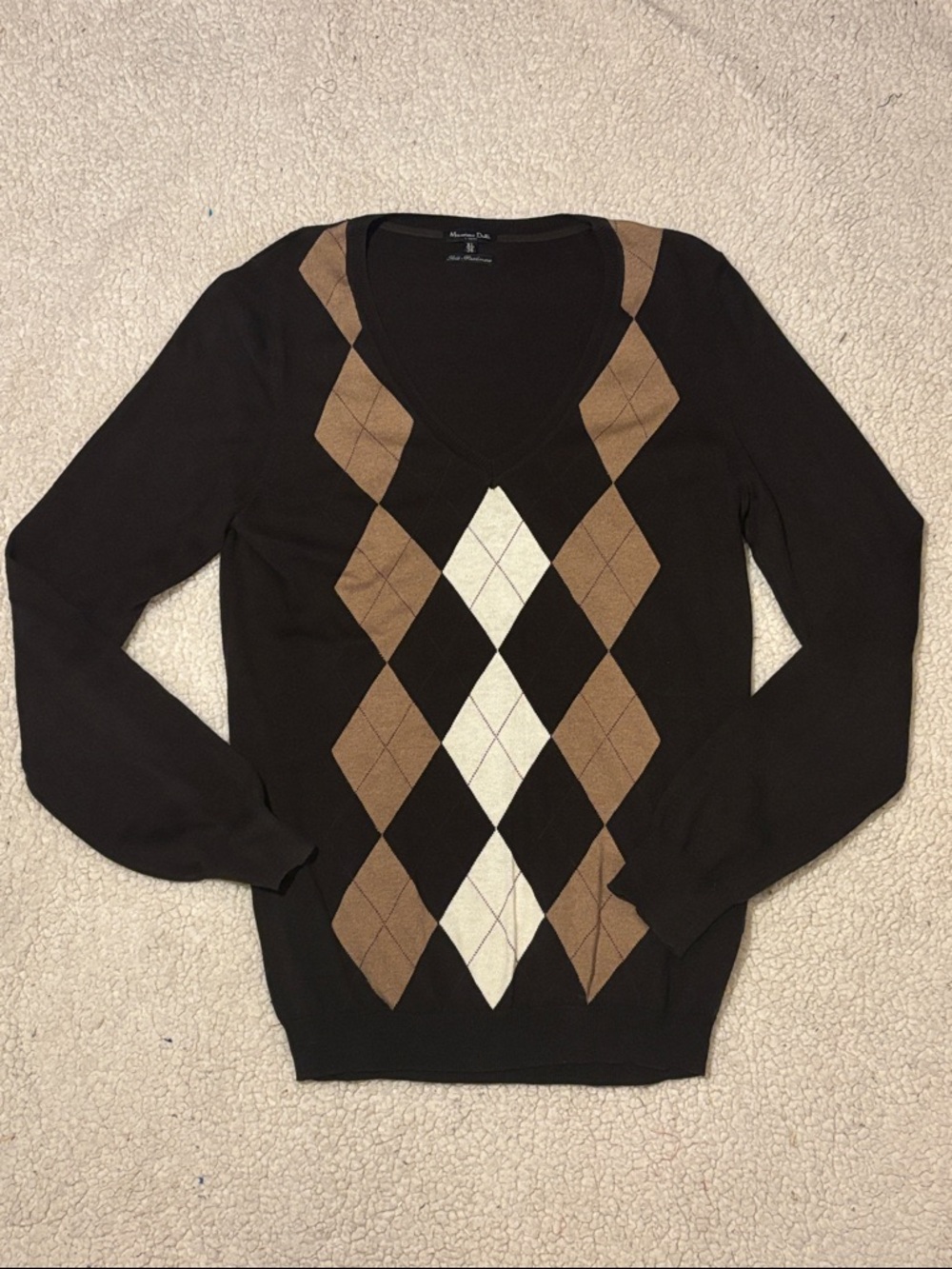 Massimo Dutti Brown Silk-Cashmere V-neck XL Sweater